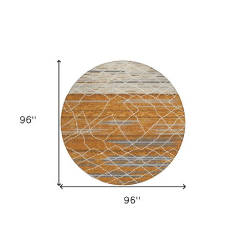 Homeroots 3' Artichoke Green And Ivory Striped Washable Area Rug - Stylish, Durable For Indoor Or Outdoor Use 8' Round Polyester 599384