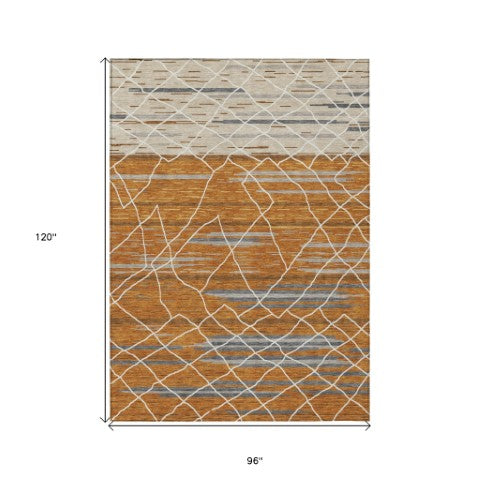 Homeroots 3' Artichoke Green And Ivory Striped Washable Area Rug - Stylish, Durable For Indoor Or Outdoor Use 8' X 10' Polyester 599385