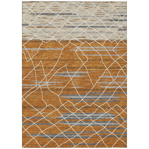 HomeRoots 5' Durable Indoor Outdoor Area Rug in Terra Cotta, Beige & Ivory - Machine Washable & Stylish 8' X 10' 599385