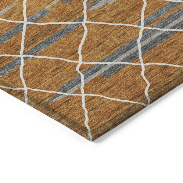 Homeroots 3' Artichoke Green And Ivory Striped Washable Area Rug - Stylish, Durable For Indoor Or Outdoor Use 10' X 14' Polyester 599387