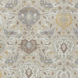 Homeroots 3' Artichoke Green Brown Ivory Damask Washable Area Rug For Indoor Outdoor Spaces, Durable Design 3' X 5' Polyester 599394