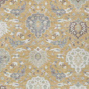 Homeroots 3' Artichoke Green Brown Ivory Damask Washable Area Rug For Indoor Outdoor Spaces, Durable Design 5' X 8' Polyester 599413