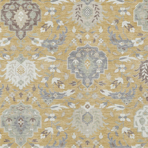 Homeroots 3' Artichoke Green Brown Ivory Damask Washable Area Rug For Indoor Outdoor Spaces, Durable Design 10' X 14' Polyester 599417