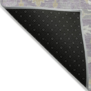 HomeRoots 5' Elegant Lavender, Gold & Green Damask Area Rug - Washable Indoor/Outdoor for Timeless Style 8' X 10' 599433