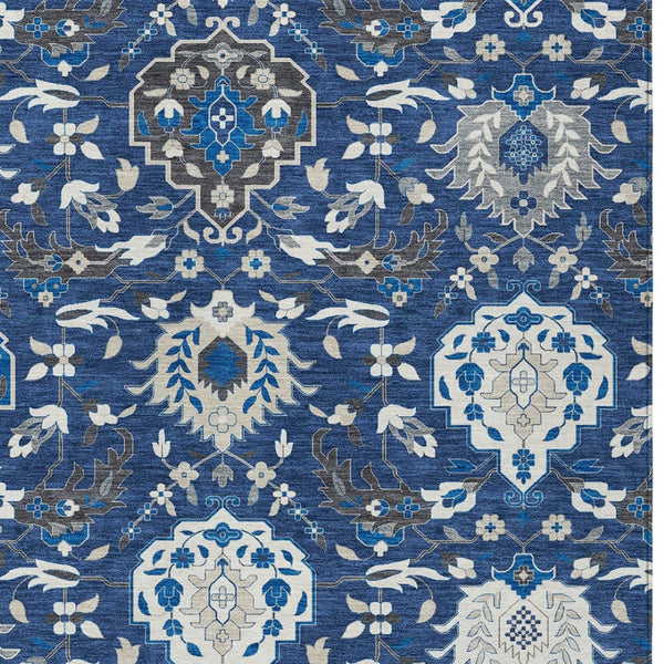 Homeroots 3' Artichoke Green Brown Ivory Damask Washable Area Rug For Indoor Outdoor Spaces, Durable Design 3' X 5' Polyester 599436