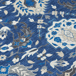 Homeroots 3' Artichoke Green Brown Ivory Damask Washable Area Rug For Indoor Outdoor Spaces, Durable Design 3' X 5' Polyester 599436