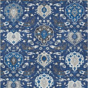 Homeroots 3' Artichoke Green Brown Ivory Damask Washable Area Rug For Indoor Outdoor Spaces, Durable Design 8' X 10' Polyester 599439