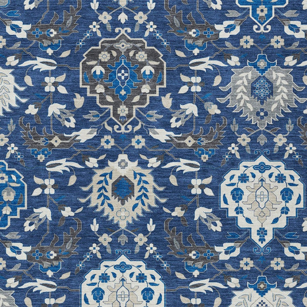 Homeroots 3' Artichoke Green Brown Ivory Damask Washable Area Rug For Indoor Outdoor Spaces, Durable Design 8' X 10' Polyester 599439