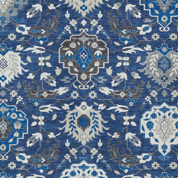 Homeroots 3' Artichoke Green Brown Ivory Damask Washable Area Rug For Indoor Outdoor Spaces, Durable Design 9' X 12' Polyester 599440