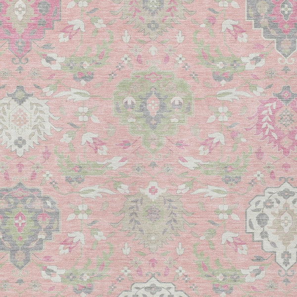 Homeroots 3' Artichoke Green Brown Ivory Damask Washable Area Rug For Indoor Outdoor Spaces, Durable Design 3' X 5' Polyester 599442