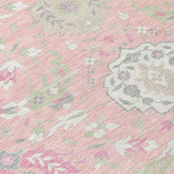 Homeroots 3' Artichoke Green Brown Ivory Damask Washable Area Rug For Indoor Outdoor Spaces, Durable Design 3' X 5' Polyester 599442