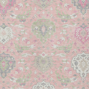 Homeroots 3' Artichoke Green Brown Ivory Damask Washable Area Rug For Indoor Outdoor Spaces, Durable Design 5' X 8' Polyester 599443