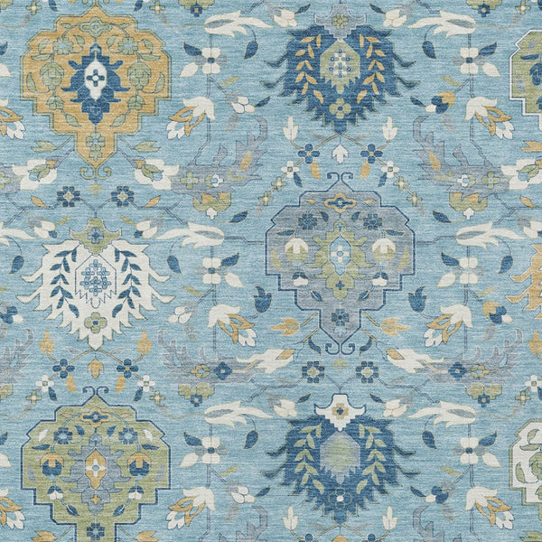 Homeroots 3' Artichoke Green Brown Ivory Damask Washable Area Rug For Indoor Outdoor Spaces, Durable Design 3' X 5' Polyester 599448