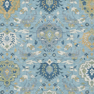 Homeroots 3' Artichoke Green Brown Ivory Damask Washable Area Rug For Indoor Outdoor Spaces, Durable Design 5' X 8' Polyester 599449