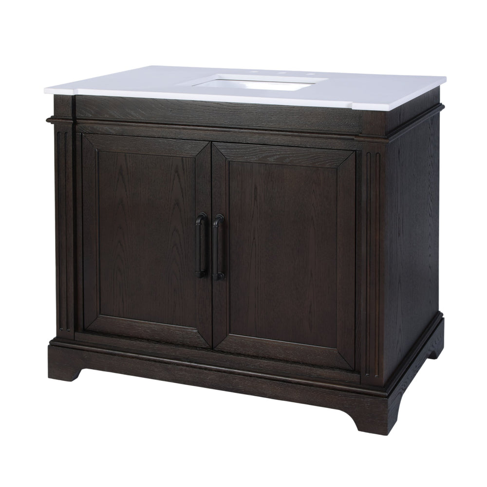 Butler Specialty Butler Maurice 42” Wood & Quartz Bathroom Vanity - Elegant Dark Brown Finish With Practical Storage Dark Brown Mdf,Oak,Quartz,Acacia,Ceramic,Plywood,Composite Wood,Veneer 5994510-butler