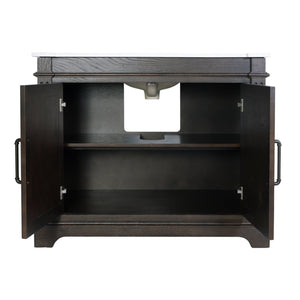 Butler Specialty Butler Maurice 42” Wood & Quartz Bathroom Vanity - Elegant Dark Brown Finish With Practical Storage Dark Brown Mdf,Oak,Quartz,Acacia,Ceramic,Plywood,Composite Wood,Veneer 5994510-butler