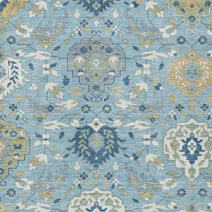 Homeroots 3' Artichoke Green Brown Ivory Damask Washable Area Rug For Indoor Outdoor Spaces, Durable Design 9' X 12' Polyester 599452