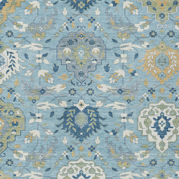 Homeroots 3' Artichoke Green Brown Ivory Damask Washable Area Rug For Indoor Outdoor Spaces, Durable Design 9' X 12' Polyester 599452