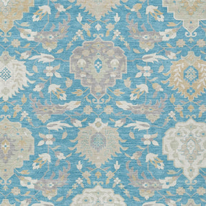 Homeroots 3' Artichoke Green Brown Ivory Damask Washable Area Rug For Indoor Outdoor Spaces, Durable Design 8' X 10' Polyester 599457