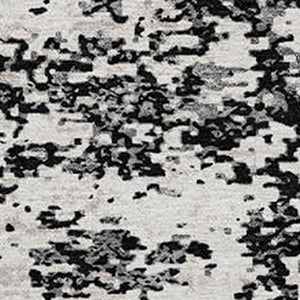 Homeroots 3' Black Gray And Ivory Abstract Washable Area Rug For Indoor And Outdoor Use - Durable Design 8' Round Polyester 599462