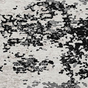 Homeroots 3' Black Gray And Ivory Abstract Washable Area Rug For Indoor And Outdoor Use - Durable Design 8' Round Polyester 599462