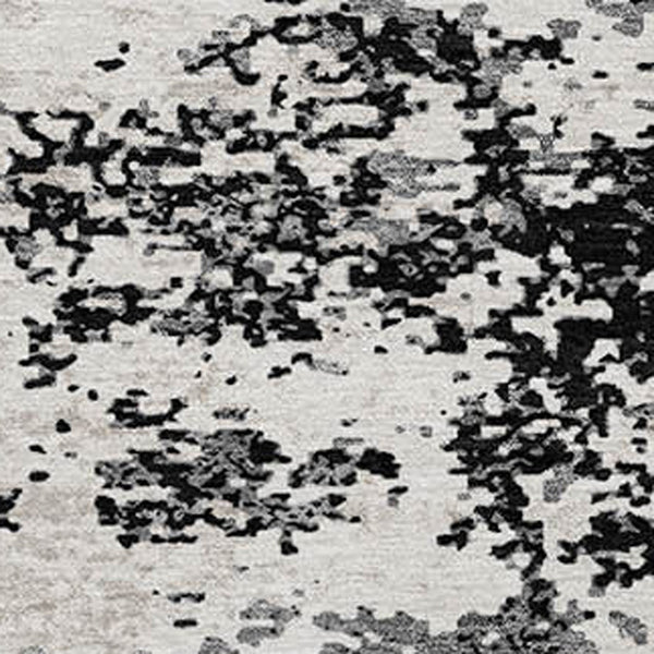 Homeroots 3' Black Gray And Ivory Abstract Washable Area Rug For Indoor And Outdoor Use - Durable Design 8' Round Polyester 599462