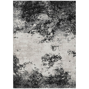 HomeRoots 9' X 12' Modern Washable Abstract Area Rug in Black, Gray & Ivory – Durable for Indoor & Outdoor Use 599464