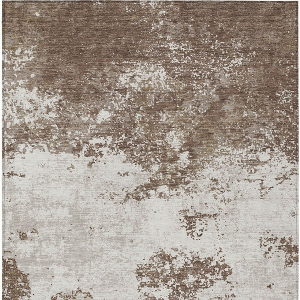 Homeroots 3' Black Gray And Ivory Abstract Washable Area Rug For Indoor And Outdoor Use - Durable Design 5' X 8' Polyester 599467