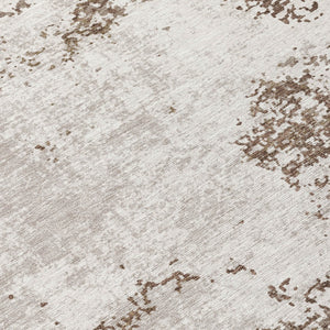 Homeroots 3' Black Gray And Ivory Abstract Washable Area Rug For Indoor And Outdoor Use - Durable Design 8' Round Polyester 599468