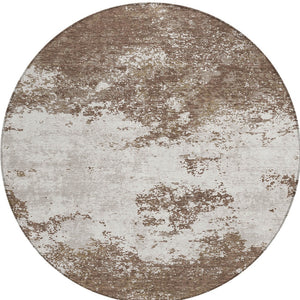 Homeroots 3' Black Gray And Ivory Abstract Washable Area Rug For Indoor And Outdoor Use - Durable Design 8' Round Polyester 599468