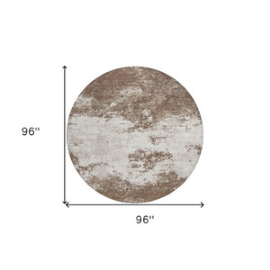 Homeroots 3' Black Gray And Ivory Abstract Washable Area Rug For Indoor And Outdoor Use - Durable Design 8' Round Polyester 599468