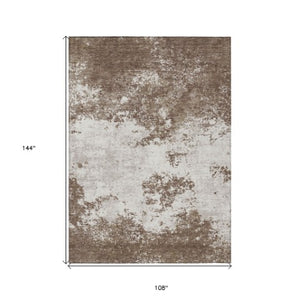 Homeroots 3' Black Gray And Ivory Abstract Washable Area Rug For Indoor And Outdoor Use - Durable Design 9' X 12' Polyester 599470