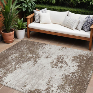 Homeroots 3' Black Gray And Ivory Abstract Washable Area Rug For Indoor And Outdoor Use - Durable Design 9' X 12' Polyester 599470