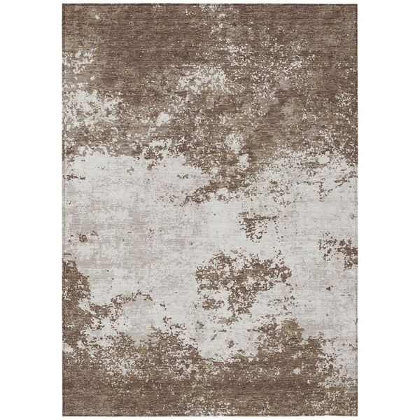 HomeRoots 5' Versatile Brown and Beige Abstract Indoor-Outdoor Area Rug for Easy Care and Modern Style 10' X 14' 599471