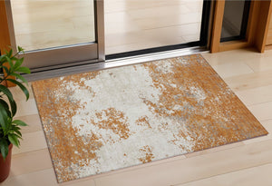 Homeroots 3' Black Gray And Ivory Abstract Washable Area Rug For Indoor And Outdoor Use - Durable Design 3' X 5' Polyester 599472