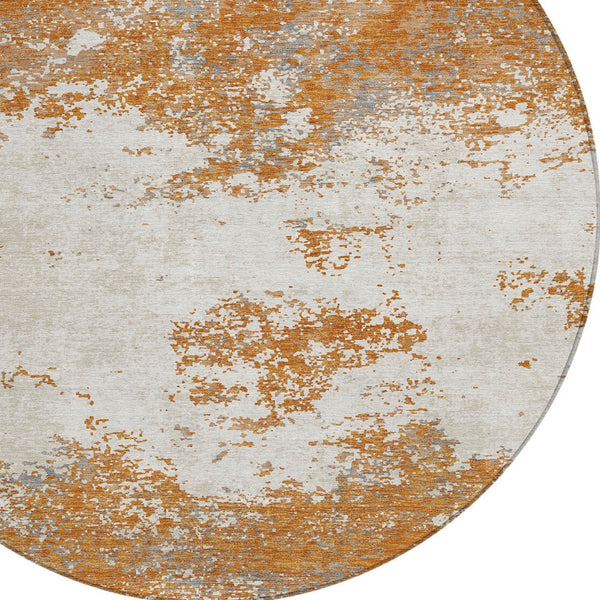 Homeroots 3' Black Gray And Ivory Abstract Washable Area Rug For Indoor And Outdoor Use - Durable Design 8' Round Polyester 599474