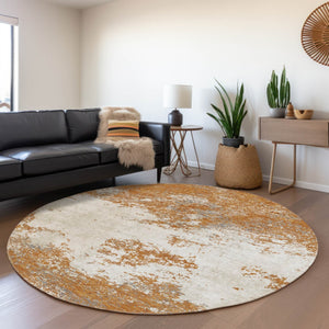 Homeroots 3' Black Gray And Ivory Abstract Washable Area Rug For Indoor And Outdoor Use - Durable Design 8' Round Polyester 599474