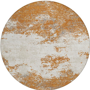 Homeroots 3' Black Gray And Ivory Abstract Washable Area Rug For Indoor And Outdoor Use - Durable Design 8' Round Polyester 599474