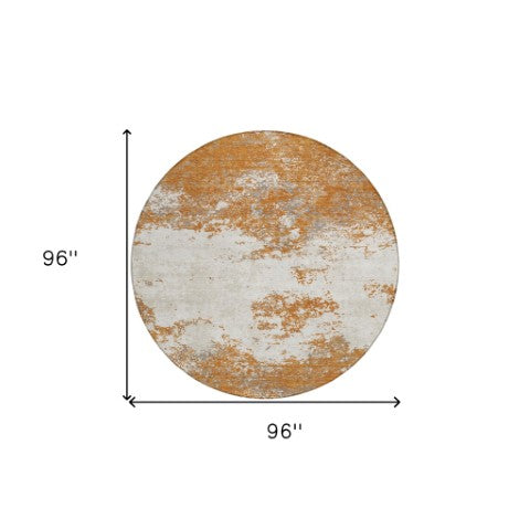 Homeroots 3' Black Gray And Ivory Abstract Washable Area Rug For Indoor And Outdoor Use - Durable Design 8' Round Polyester 599474