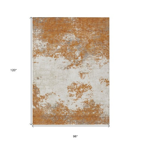 Homeroots 3' Black Gray And Ivory Abstract Washable Area Rug For Indoor And Outdoor Use - Durable Design 8' X 10' Polyester 599475