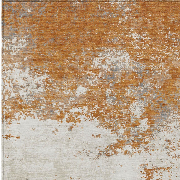 Homeroots 3' Black Gray And Ivory Abstract Washable Area Rug For Indoor And Outdoor Use - Durable Design 8' X 10' Polyester 599475