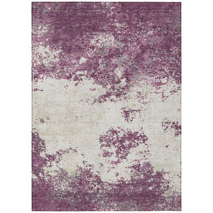 HomeRoots 5' Contemporary Abstract Eggplant Gray Ivory Washable Area Rug for Indoor Outdoor Spaces 5' X 8' 599479
