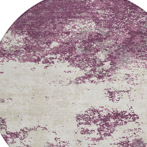 Homeroots 3' Black Gray And Ivory Abstract Washable Area Rug For Indoor And Outdoor Use - Durable Design 8' Round Polyester 599480