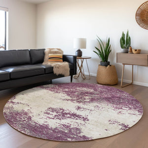 Homeroots 3' Black Gray And Ivory Abstract Washable Area Rug For Indoor And Outdoor Use - Durable Design 8' Round Polyester 599480