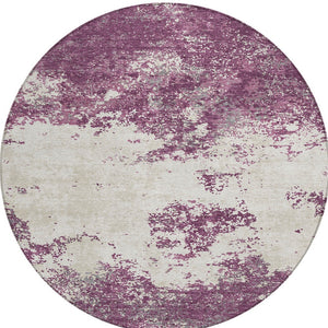 Homeroots 3' Black Gray And Ivory Abstract Washable Area Rug For Indoor And Outdoor Use - Durable Design 8' Round Polyester 599480