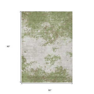 Homeroots 3' Black Gray And Ivory Abstract Washable Area Rug For Indoor And Outdoor Use - Durable Design 5' X 8' Polyester 599485