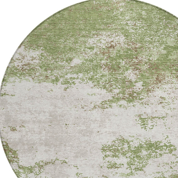 Homeroots 3' Black Gray And Ivory Abstract Washable Area Rug For Indoor And Outdoor Use - Durable Design 8' Round Polyester 599486