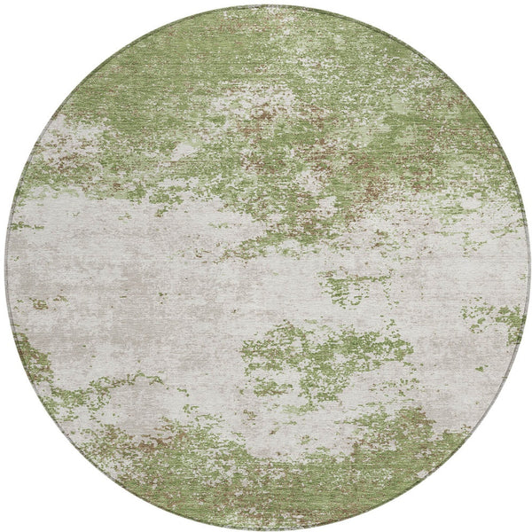 Homeroots 3' Black Gray And Ivory Abstract Washable Area Rug For Indoor And Outdoor Use - Durable Design 8' Round Polyester 599486