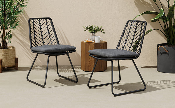 English Elm Christopher Knight Home® - DEJA Rattan Patio Chairs (2-Pack) with Gray Cushions, Iron Frame, 300 lb Capacity, Quick Assembly N762P240764E