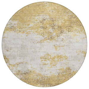 Homeroots 3' Black Gray And Ivory Abstract Washable Area Rug For Indoor And Outdoor Use - Durable Design 8' Round Polyester 599492